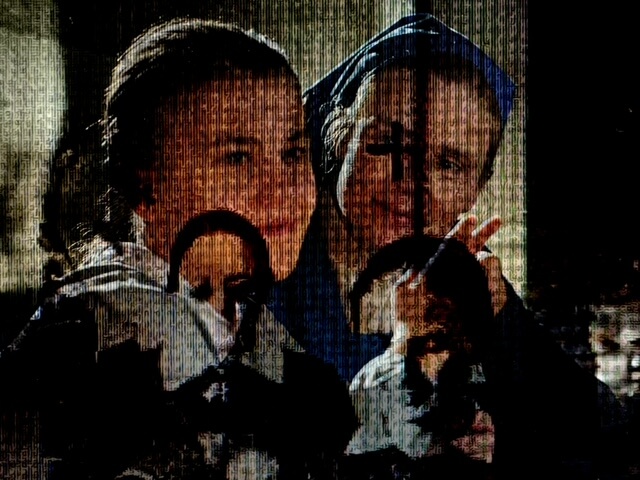 Historische Aufnahme von Marie Heurtin und Schwester Marguerite, gemischt mit einer Filmszene aus „Die Sprache des Herzens“