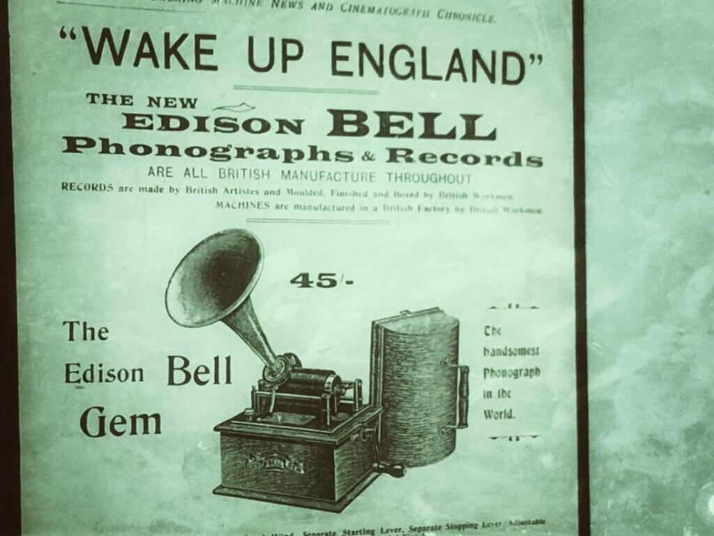 Werbeplakat für einen Phonographen